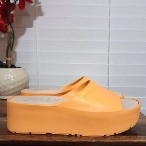 Lemon Jelly Sunny 25 Papaya color vegan slides sz 38 (8) PREOWNED